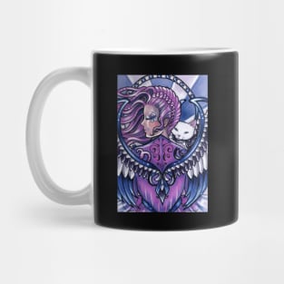 Guardian Angel and White Cat Mug